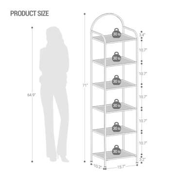 Hzuaneri Bookcase Bookshelf, Tempered Glass Bookshelves, Slim Shelving Unit for Bedroom, Bathroom, H...