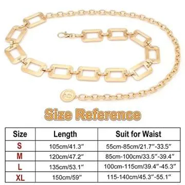 HIQUACC Women's Adjustable Metal Waist Chain Jewelry