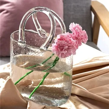 Hewego Clear Glass Purse Vase for Elegant Decor