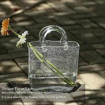 Hewego Clear Glass Purse Vase for Elegant Decor