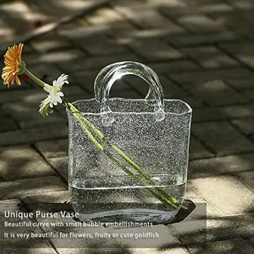 Hewego Clear Glass Purse Vase for Elegant Decor
