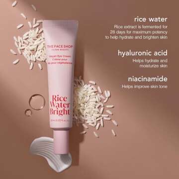 The Face Shop Rice Water Bright Vegan Eye Cream - Eye Cream for Dark Circles - Dark Circles Under Ey...