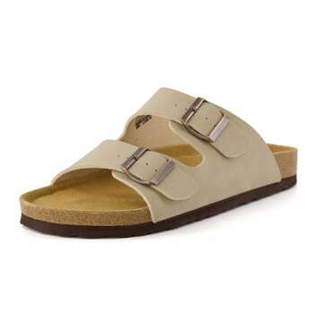CUSHIONAIRE Men's Lane Cork Sandal with Buckle Straps