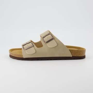 CUSHIONAIRE Men's Lane Cork Sandal with Buckle Straps