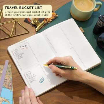 Legend Vintage Travel Journal – Traveling Diary & Photo Album for Men, Women & Family with Bucket List – Vacation Essentials (Sandstone)