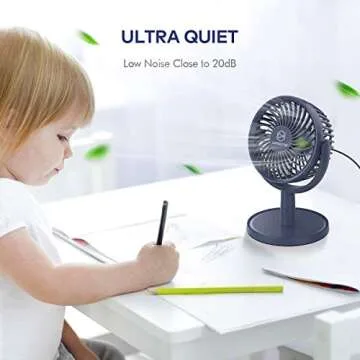 Mini Desk Fan, USB Powered Desktop Fan with 4 Speeds, Small but Powerful Strong Airflow Work Quiet, 310° Adjustment, Portable Personal Air Circulator Fan for Desktop Table Office Bedroom (Navy Blue)…
