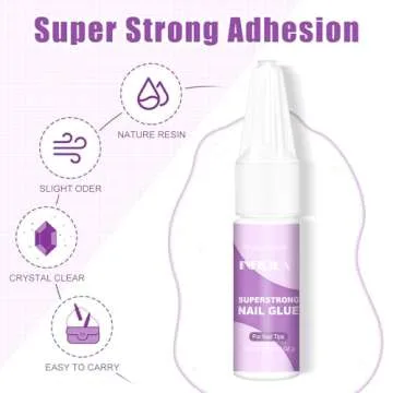 NXJ INFILILA 10PCS Nail Glue | Professional Fast Drying Acrylic Adhesive | Long Lasting 0.10oz