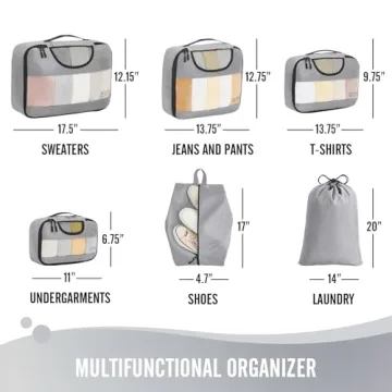 Veken 6 Set Packing Cubes for Organized Travel Essentials