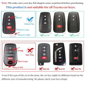 QBUC for Toyota Key Fob Cover with Keychain Suitable for Highlander RAV4 Camry Avalon C-HR Corolla G...