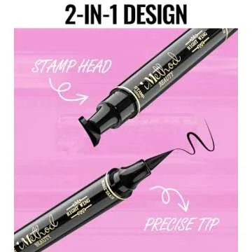 iMethod Eyeliner Stamp - 2 Pens Winged Eyeliner Stamp, for All Eye Shapes, Winged Eyeliner Stamp, Perfect Wing Cat Eye Liner, Waterproof & Smudge-proof, 10 mm