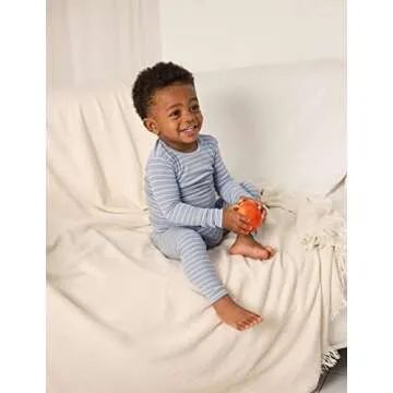 AVAUMA Stripe Pattern Newborn Baby Little Boys Girls Snug-Fit Pajamas Long sleeve Sets Pjs Kids Clothes (M/Dark Blue)