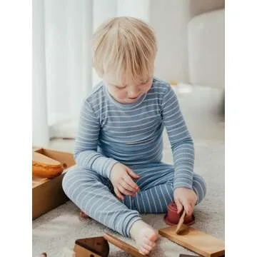 AVAUMA Stripe Pattern Newborn Baby Little Boys Girls Snug-Fit Pajamas Long sleeve Sets Pjs Kids Clothes (M/Dark Blue)