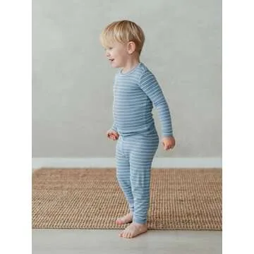 AVAUMA Stripe Pattern Newborn Baby Little Boys Girls Snug-Fit Pajamas Long sleeve Sets Pjs Kids Clothes (M/Dark Blue)