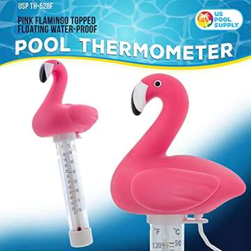 U.S. Pool Supply Floating Flamingo Thermometer - Easy to Read Temperature Display, Measures up to 12...