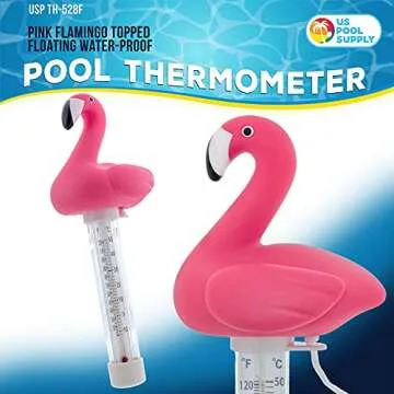 U.S. Pool Supply Floating Flamingo Thermometer - Easy to Read Temperature Display, Measures up to 12...