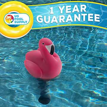 U.S. Pool Supply Floating Flamingo Thermometer - Easy to Read Temperature Display, Measures up to 120° Fahrenheit & 50° Celsius - Swimming Pools, Spas, Kids Pools, Cute Fun Pink Animal, Tether String