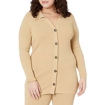 The Drop Women's Constance Rib Button-Down Sweater, Curds & Whey, S