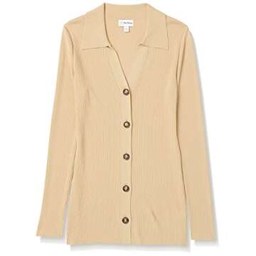 The Drop Women's Constance Rib Button-Down Sweater, Curds & Whey, S