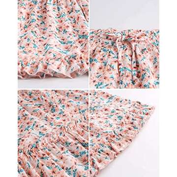 Alelly Women's Cute High Waist Ruffle Floral Mini Skirt