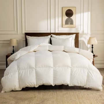 BPC Organic Down Feather Fibers Comforter King Size - Soft, All-Season Duvet Insert