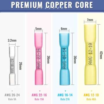 Sopoby 210Pcs Waterproof Heat Shrink Butt Connectors