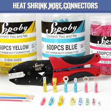 Sopoby 210Pcs Waterproof Heat Shrink Butt Connectors