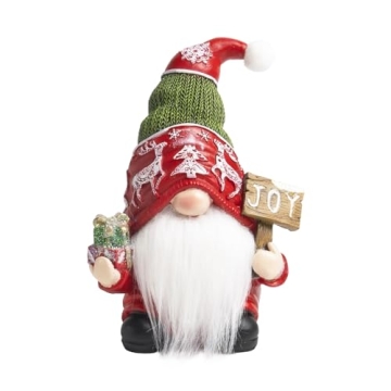 Geemuslly 7.2" large christmas gnomes Decorations for Home, Winter Joy Santa ​Resin Figurines Holi...