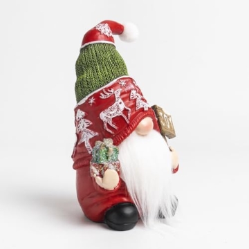 Geemuslly 7.2" large christmas gnomes Decorations for Home, Winter Joy Santa ​Resin Figurines Holiday Xmas Collectibles Tomte Statue Tables Centerpieces Mantle Window Sill Indoor Decor
