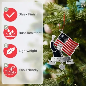 Trump 2024 US Flag Christmas Ornament for Holidays