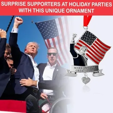Trump 2024 US Flag Christmas Ornament for Holidays