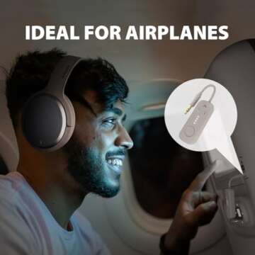 Avantalk Sky Eon - Bluetooth Headphones for Airplane Travel & Mobile Phone with Wireless Adapter, Ac...