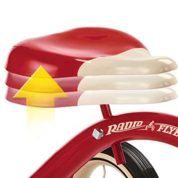 Radio Flyer 34TX Kids Beginner Classic Steel Framed 10 Inch Front Wheel Adjustable Seat Tricycle with 3 Position Push Handle, Red