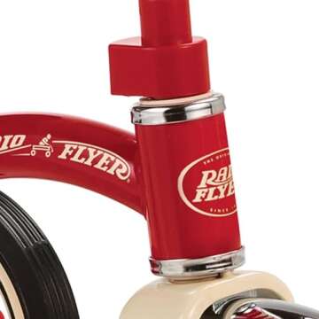 Radio Flyer 34TX Kids Beginner Classic Steel Framed 10 Inch Front Wheel Adjustable Seat Tricycle with 3 Position Push Handle, Red