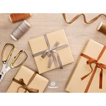 Vitalizart Fall Velvet Ribbon Set 3/8" x 15 Yd Wooden Spool Fabric Trim 3 Rolls * 5 Yd for Christmas Wreath Decoration Handmade Craft Ornaments Gift Wrapping & Bow Making