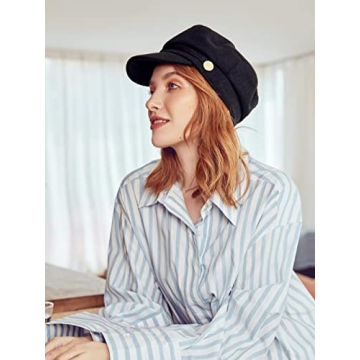 ACCSA Women's Black Newsboy Cap - Stylish & Chic Hat