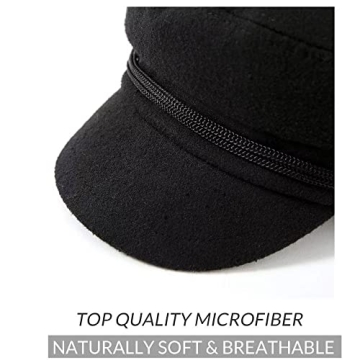 ACCSA Women's Black Newsboy Cap - Stylish & Chic Hat