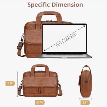 Taygeer Leather Laptop Bag for Men Women, Premium Laptop Briefcase Fits Up to 15.6 Inch Notebook, Wa...