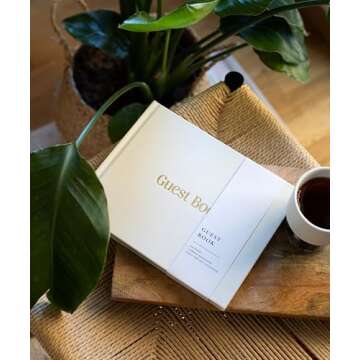 Lamare Wedding Guest Book - Elegant Linen Guest Book Wedding Reception, Baby Shower Guest Book, Pola...