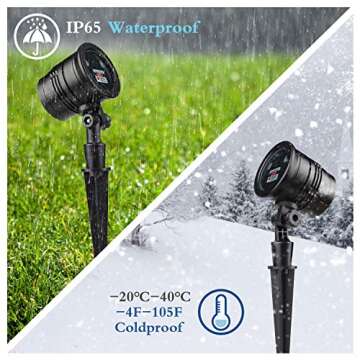 Christmas Projector Lights Outdoor, Christmas Laser Lights Landscape Spotlight Red and Green Star Show with Rf Wireless Remote Christmas Decoratiions for Outdoor Garden Patio Wall Xmas Holiday Party