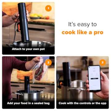 Anova Culinary Sous Vide Precision Cooker Mini, 850 Watts, Black and Orange, App Enabled, 2024 Model