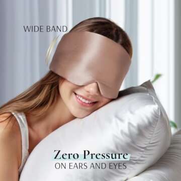 Zenssia 100% Mulberry Silk Sleep Mask Eye Mask for Man and Woman with Adjustable Headband, Full Size Large Sleep Mask & Blindfold for Total Blackout for All Night Sleep, Travel & Nap-Taupe