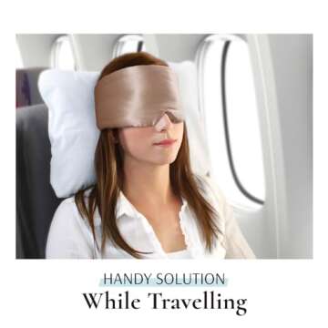 Zenssia 100% Mulberry Silk Sleep Mask Eye Mask for Man and Woman with Adjustable Headband, Full Size Large Sleep Mask & Blindfold for Total Blackout for All Night Sleep, Travel & Nap-Taupe