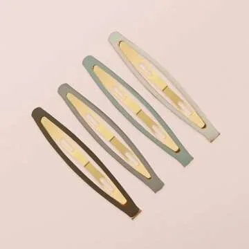 Kitsch Matte Snap Hair Clips for Thin & Thick Hair - Elongated Barettes and Hair Pins for Women, Girls, and Kids | Hair Accessories, 4pc (Eucalyptus)