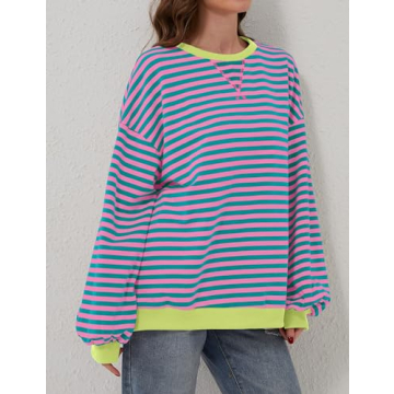 Stylish TERIVEEK Women’s Oversized Striped Sweatshirt