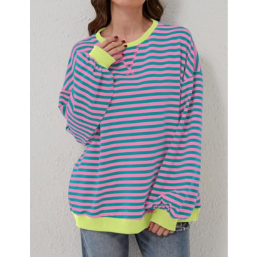 Stylish TERIVEEK Women’s Oversized Striped Sweatshirt