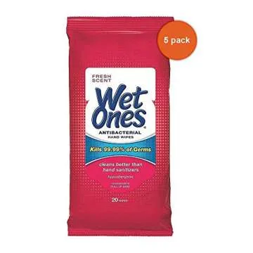 Wet Ones Antibacterial Hand Wipes - Fresh Scent Pack of 5 (20 ea each)