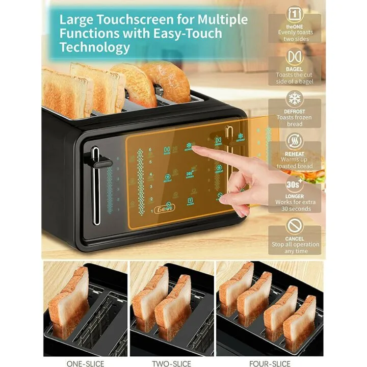Gevi 4-Slice Touchscreen Bagel Toaster with Controls