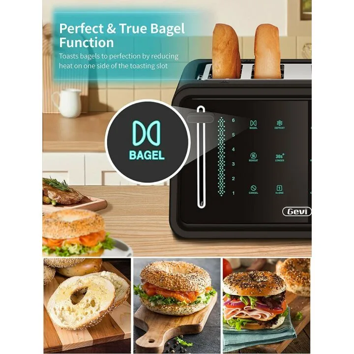 Gevi 4-Slice Touchscreen Bagel Toaster with Controls