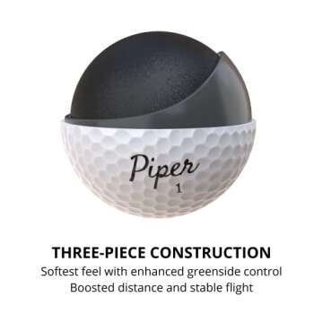 Piper Golf Premium Golf Balls for Maximum Distance and Straighter Shots | Handicap Range 0-12 | USGA Approved | 1 Dozen (12-Balls) | 3-Piece Urethane