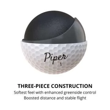 Piper Golf Premium Golf Balls for Maximum Distance and Straighter Shots | Handicap Range 0-12 | USGA Approved | 1 Dozen (12-Balls) | 3-Piece Urethane